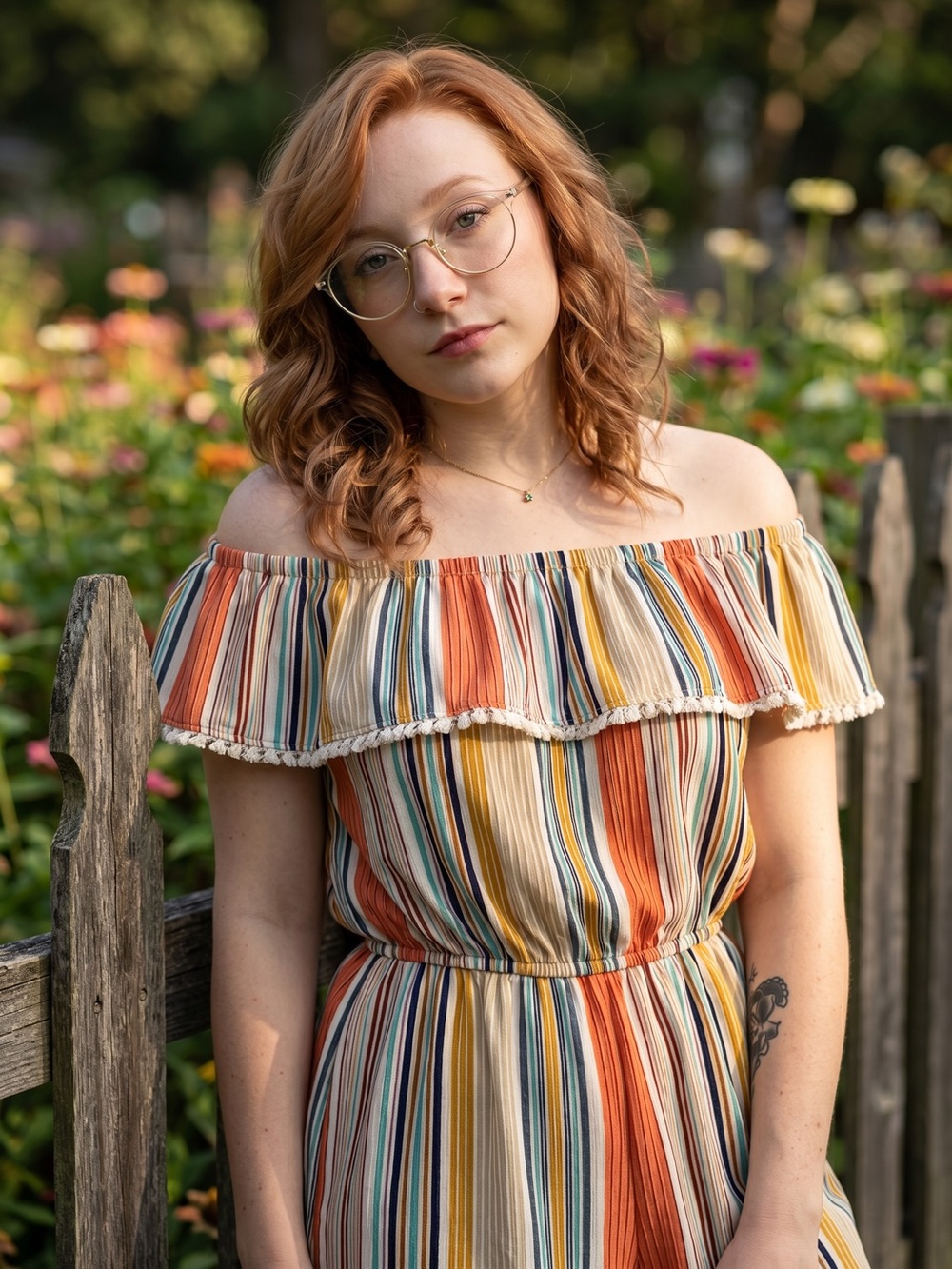 ☀️ Derek Heart • Multi-Color Stripe Off-Shoulder Romper • Women’s Medium
